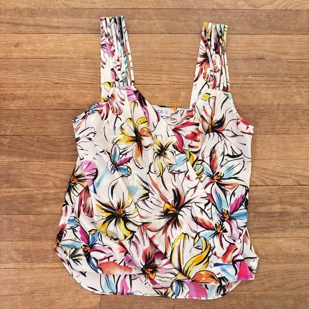 Amanda Uprichard Floral Multi-Strap Surplice Faux-Wrap Blouse Size Small S b31